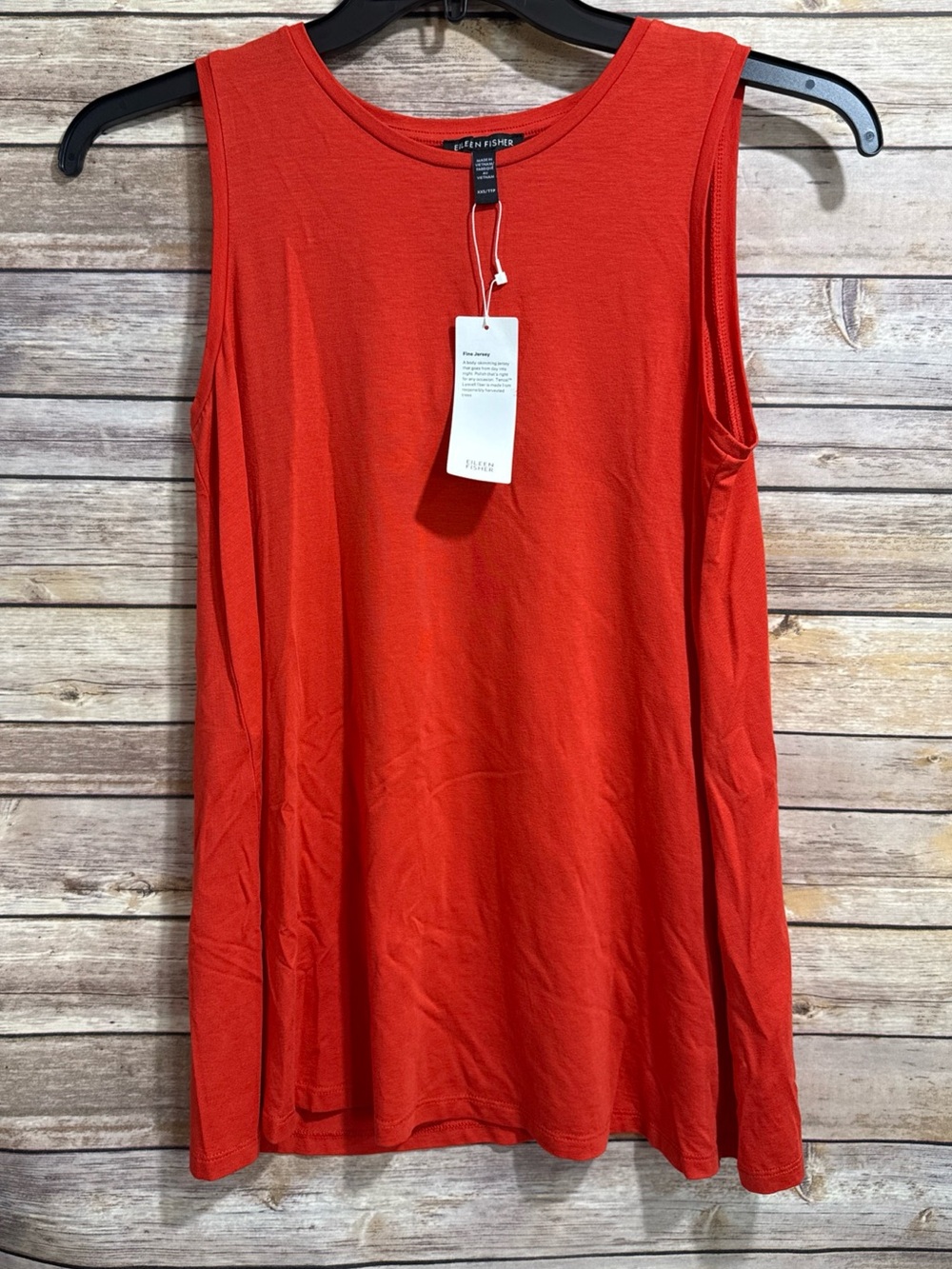 Eileen Fisher Orange Flame Crew Neck Long Sleeveless Top Tank XXS NWT $98